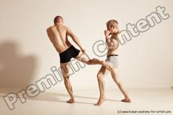 Underwear Martial art Man - Man White Moving poses Slim Short Blond Dynamic poses Academic